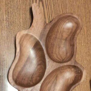 Vintage Wooden Leaf Shaped Server